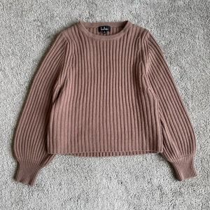 Lulu's Brown Ribbed Crew Neck Sweater